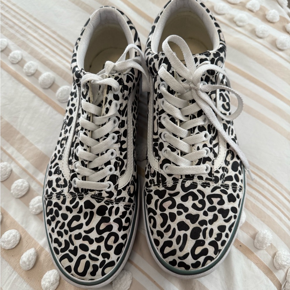 Vans Black and White Leopard Print Sneakers
